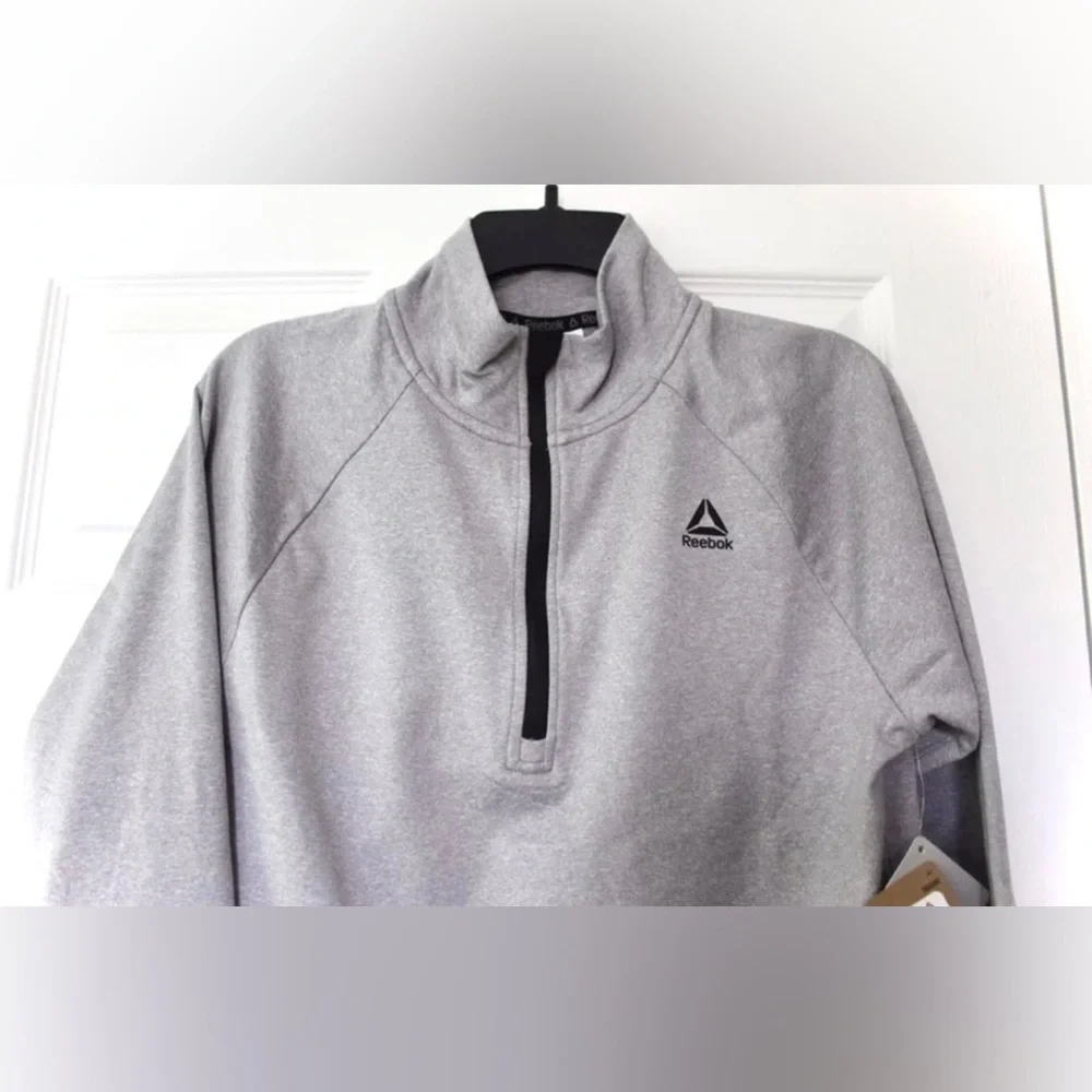 Reebok | Quarter Zip Grey Mock Neck Performance Pullover Jacket